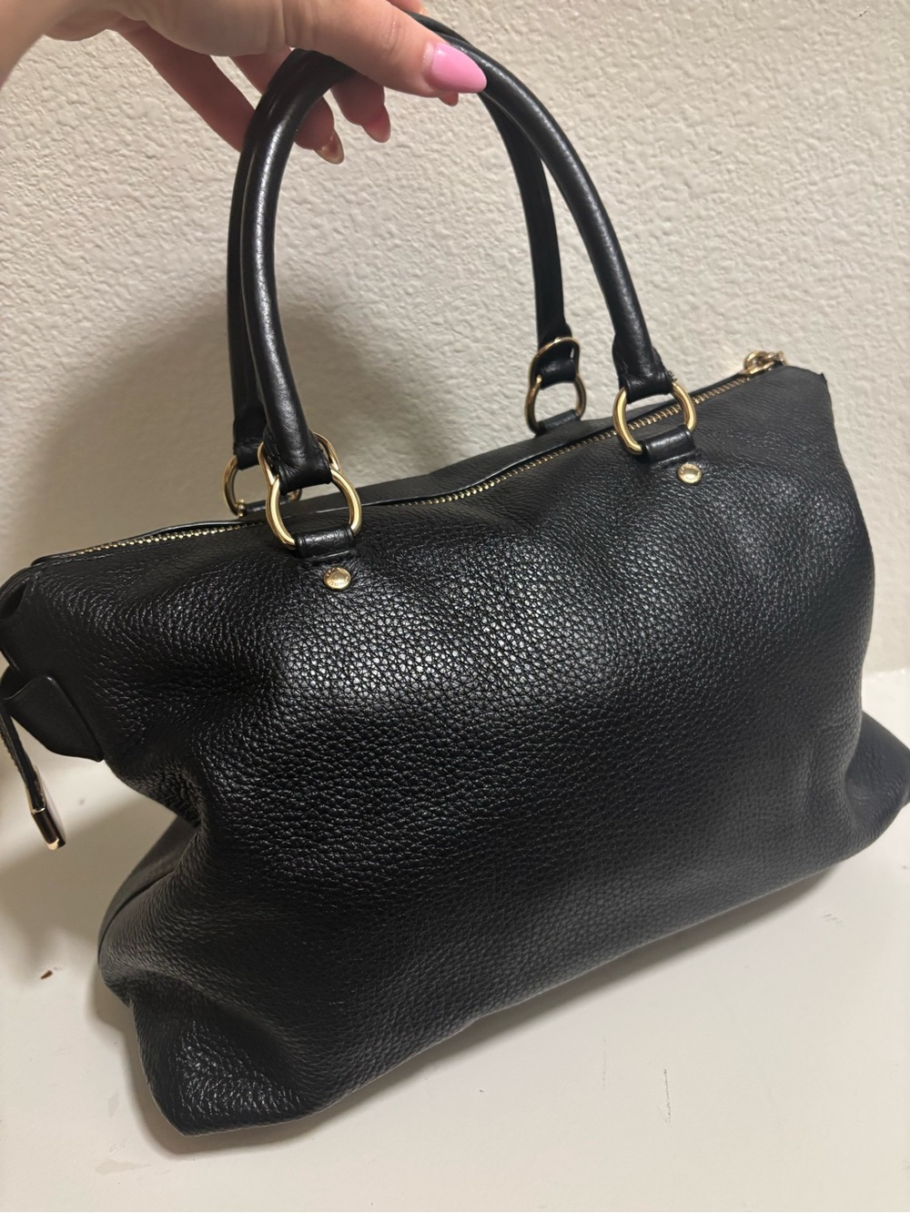 Coach Black Pebbled Leather Satchel with Gold Hardware - Picture 3 of 9